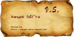Vanyek Sára névjegykártya