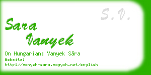 sara vanyek business card